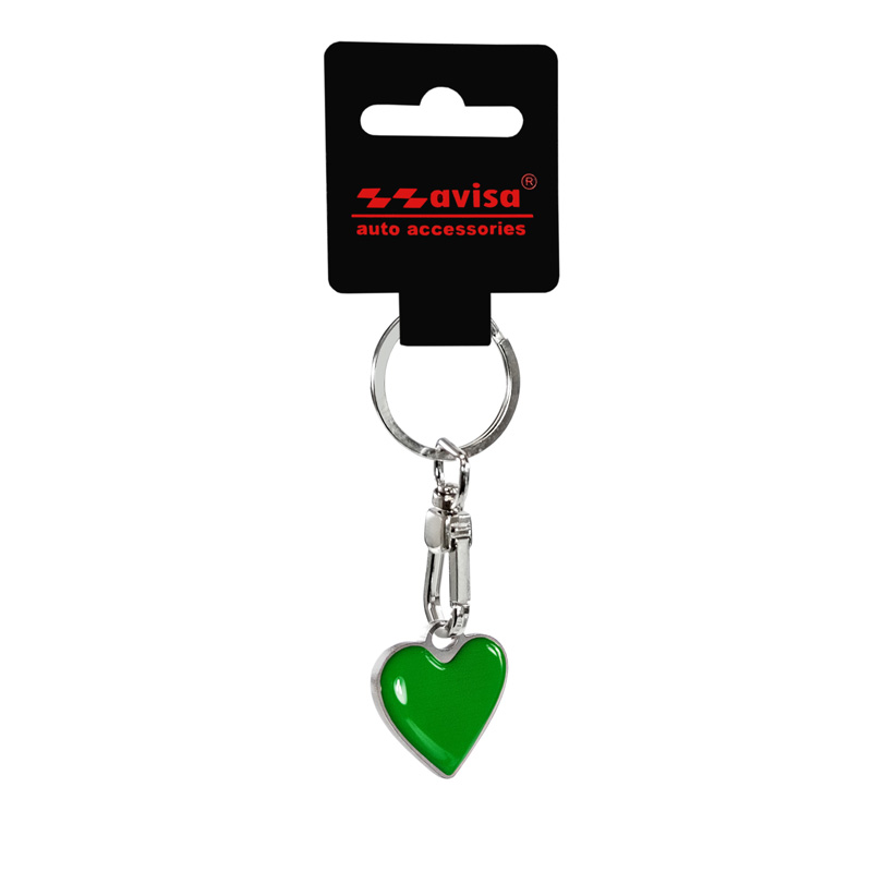 Stainless steel key chain - 'Heart' green