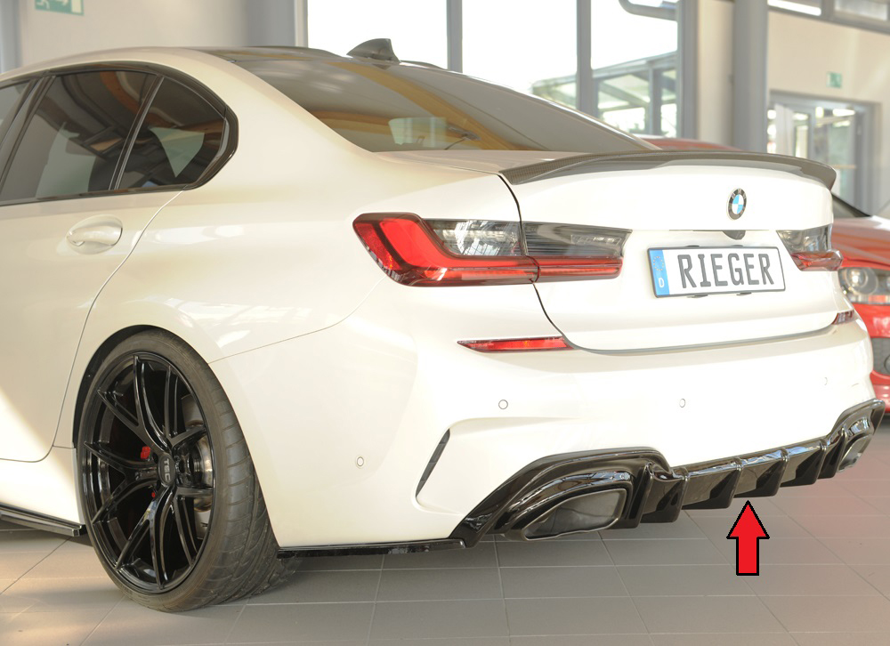 Diffuser passend voor BMW 3 Serie G20 M340i Rieger Glans Zwart voor Trekhaak