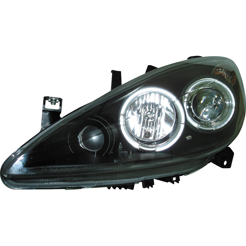 Set Headlights  Peugeot 307 2001-2005 - Black - incl. Halos