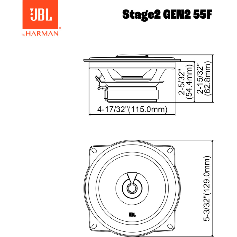 JBL Stage 2 Gen2 55F 5.25'' (13cm) 2-Way Speaker Set 400W/50W RMS (without grille)