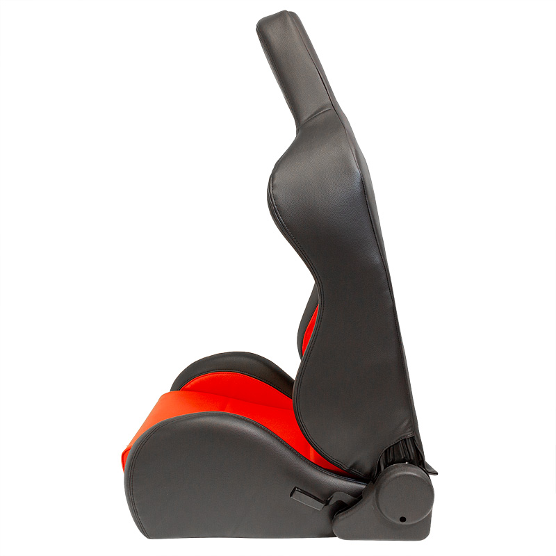 Sport seat 'Eco' - Black/Red Synthetic leather - Left-side reclinable back-rest - incl. slides