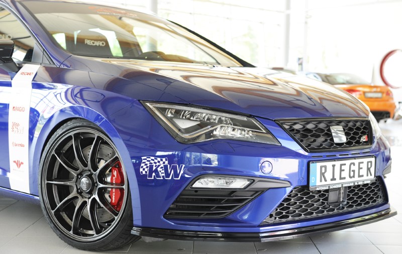 Voorspoiler passend voor Seat Leon FR/CUPRA 5F 2017-... Zwart Glans Rieger