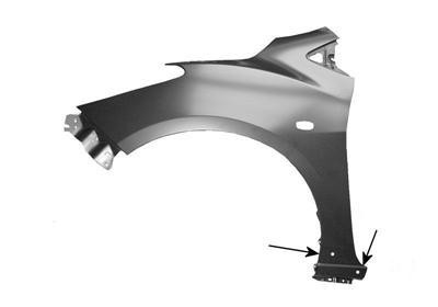 spatbord, voor spatbordverbreding, links Mazda 2, 2007-2010