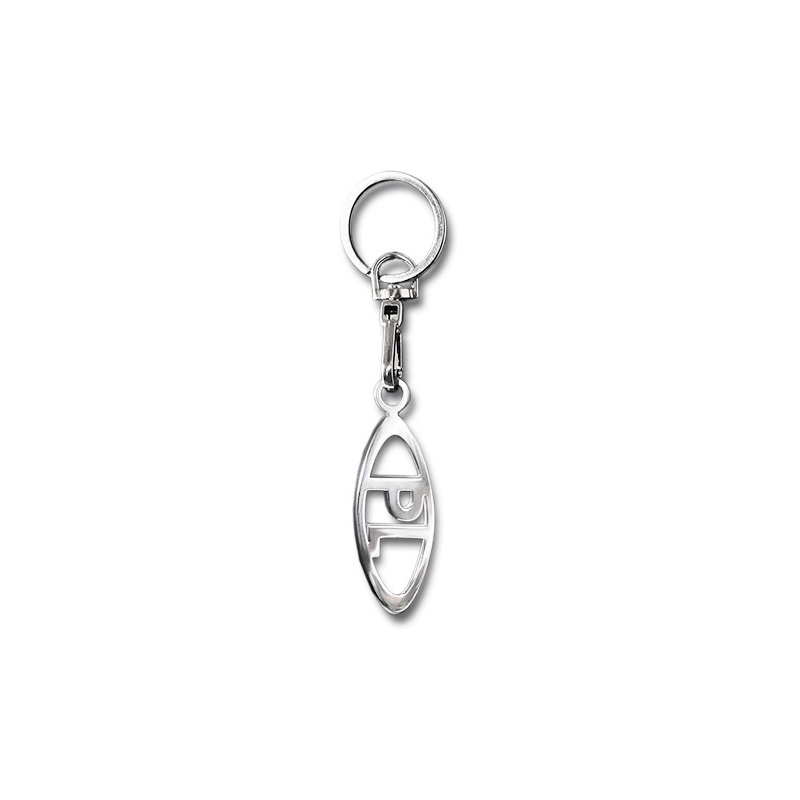 Stainless steel key chain - 'PL' in an ellipse (silver)