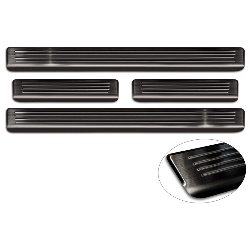 Black Inox door sill protectors  Volkswagen Passat 3G Sedan/Variant 2014-2023 - 'Lines' - 4-pieces