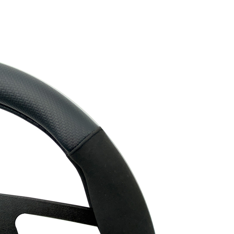 Simoni Racing Steering Wheel Cover Sporty - Black Ecoleather/Microfiber/Carbon Look + Yellow Stripe - 37-39cm