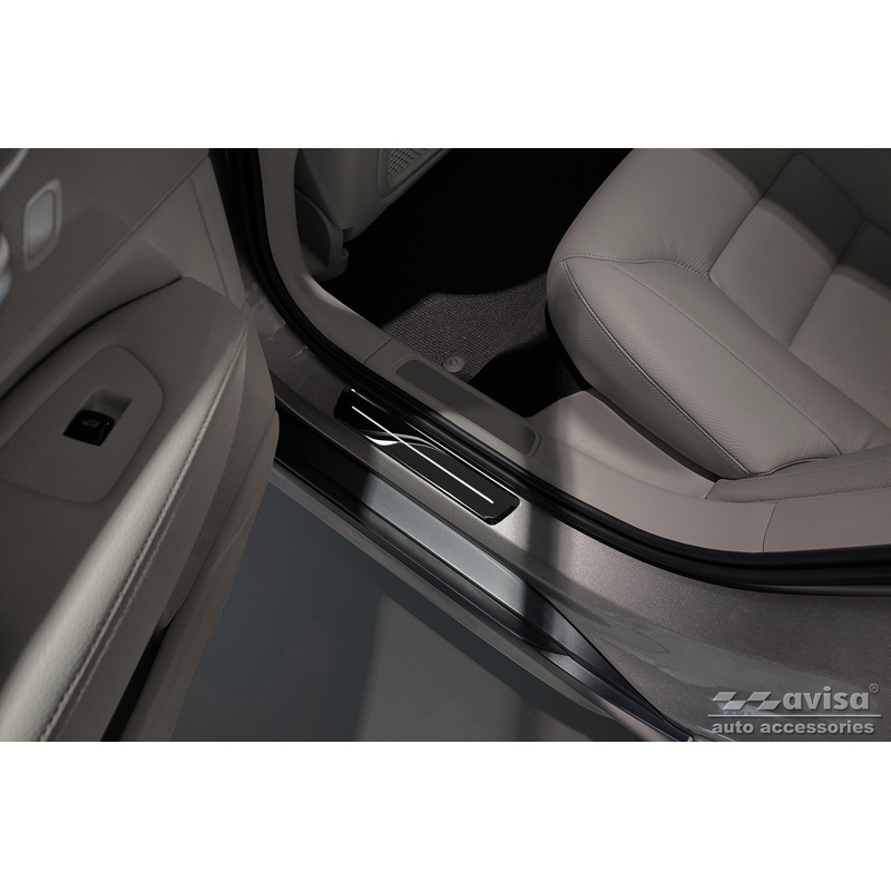 Mirror Black Inox door sill protectors  Volvo V90 2016- 'Hybrid' - 4-pieces