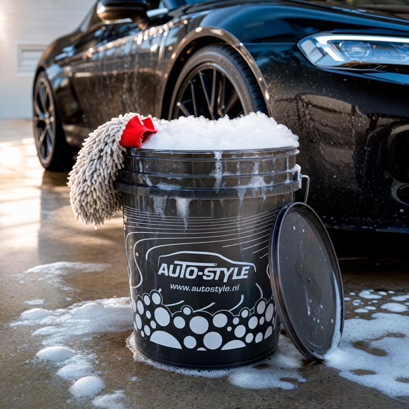 Car wash bucket 20L with Grit guard - Transparent smoke gray