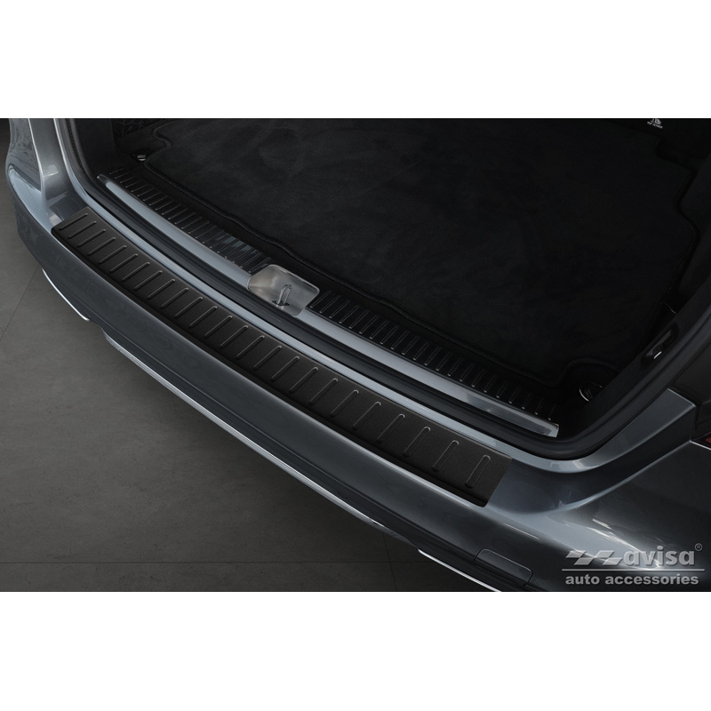 Matt Black Stainless Steel Rear bumper protector  Mercedes C-Class W205 Kombi 2014-2021 'Ribs'