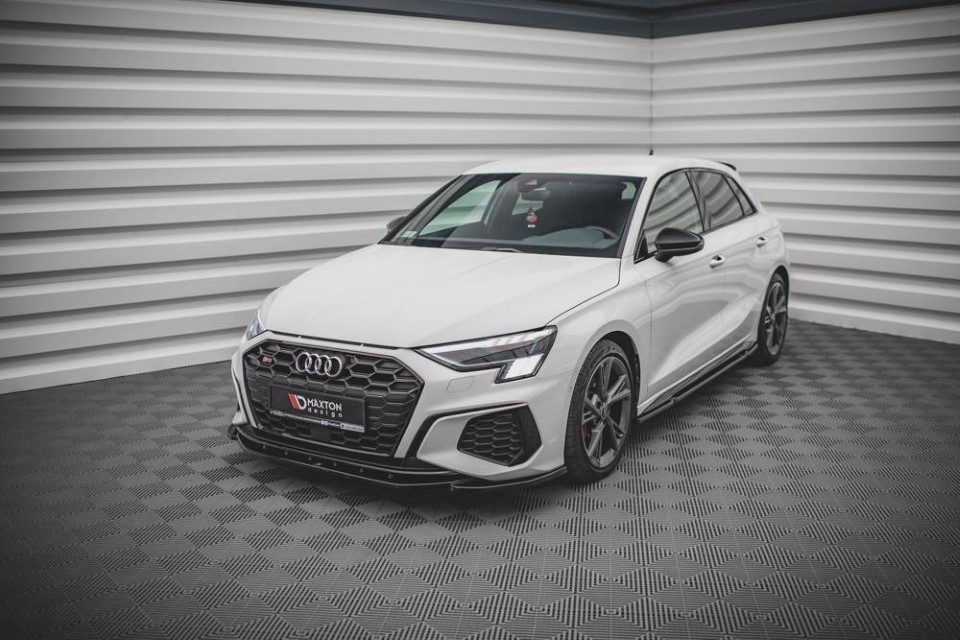 Voorspoiler passend voor Audi S3 / A3 S-Line 8Y Glanzend zwart V.4