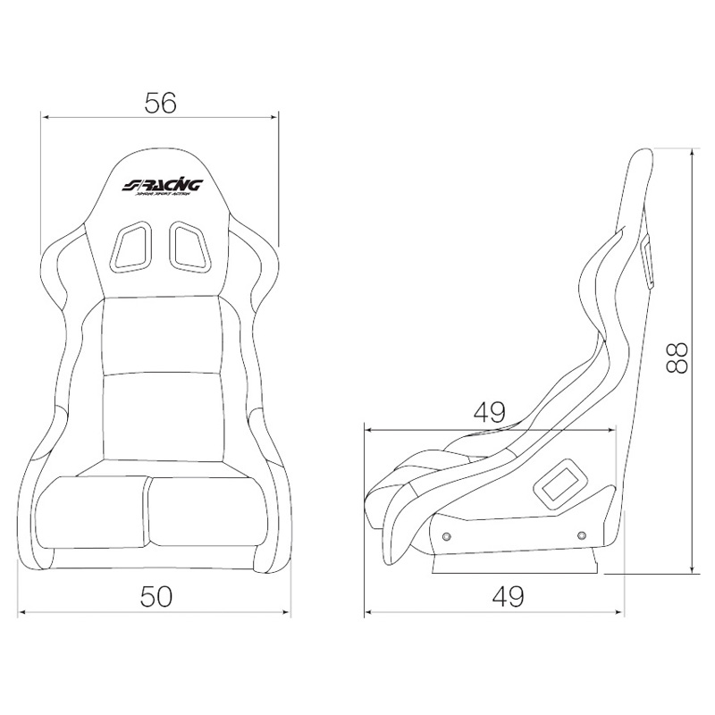 Simoni Racing Sport Seat Damon - Black - Non-Reclinable - incl. Sliders
