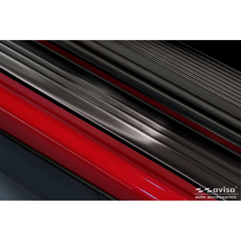 Black Inox door sill protectors  Volkswagen ID.3 2020-2023 & FL 2023- / Cupra Born 2021- / MG 4 2022- / MG HS II 2024- 'Lines' - 4-pieces