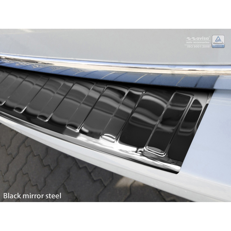Black Mirror Stainless Steel Rear bumper protector  Volkswagen Transporter T6 2015-2019 & FL 2019-2020 & T6.1 2020-2022 (with rear hatch) 'Ribs'