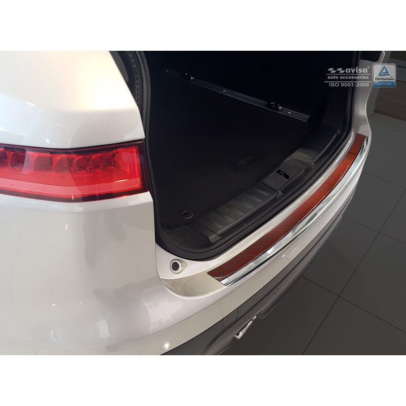 Stainless Steel Rear bumper protector 'Deluxe'  Jaguar F-Pace 2016-2020 & FL 2020- Chrom/Red-Black Carbon