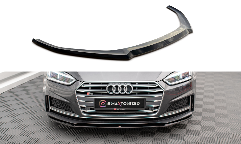 Voorspoiler passend voor Audi S5 / A5 S-Line F5 Coupe / Sportback V.2 Glanzend Zwart