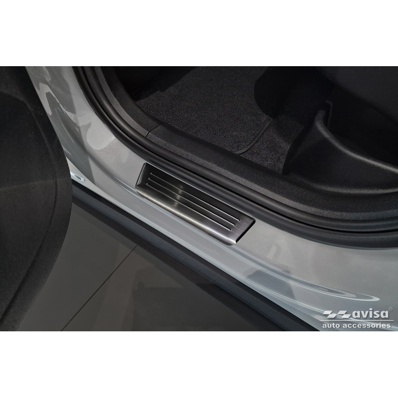 Black Inox door sill protectors  Volvo EX30 2023- - 'Lines' - 4-pieces