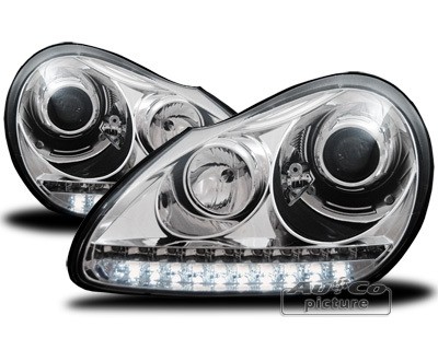 Headlights Porsche Cayenne Xenon LED DRL Chrome