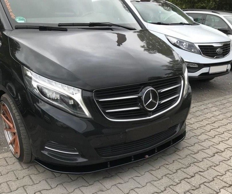 Voorspoiler passend voor Mercedes V-Klasse W447 Maxton Design glans zwart v.2