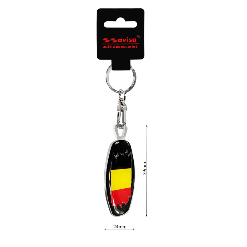 Stainless steel key chain - Emblem/ Flag BE+PL
