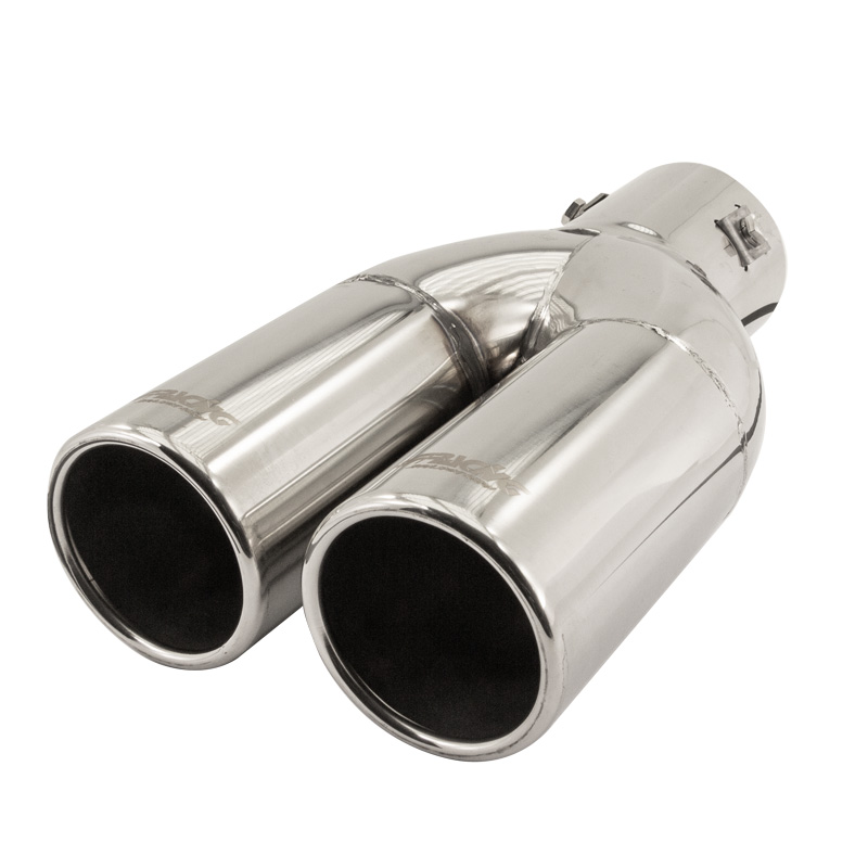 Simoni Racing Exhaust Tip Double Round Inox - Ø63xL220mm - Installation ->60mm