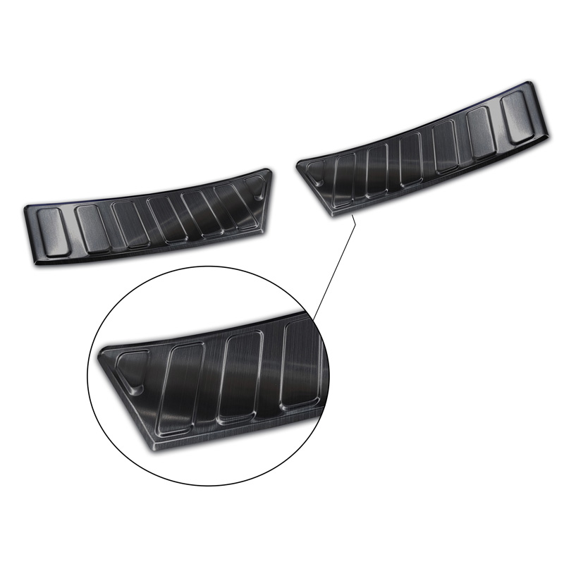 Black Stainless Steel Rear bumper protector  Ford Puma 2019- 'Ribs' (2-pieces)