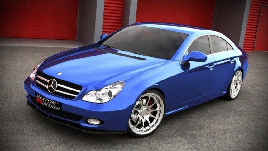 Voorspoiler passend voor Mercedes CLS W219 Maxton Design glans zwart