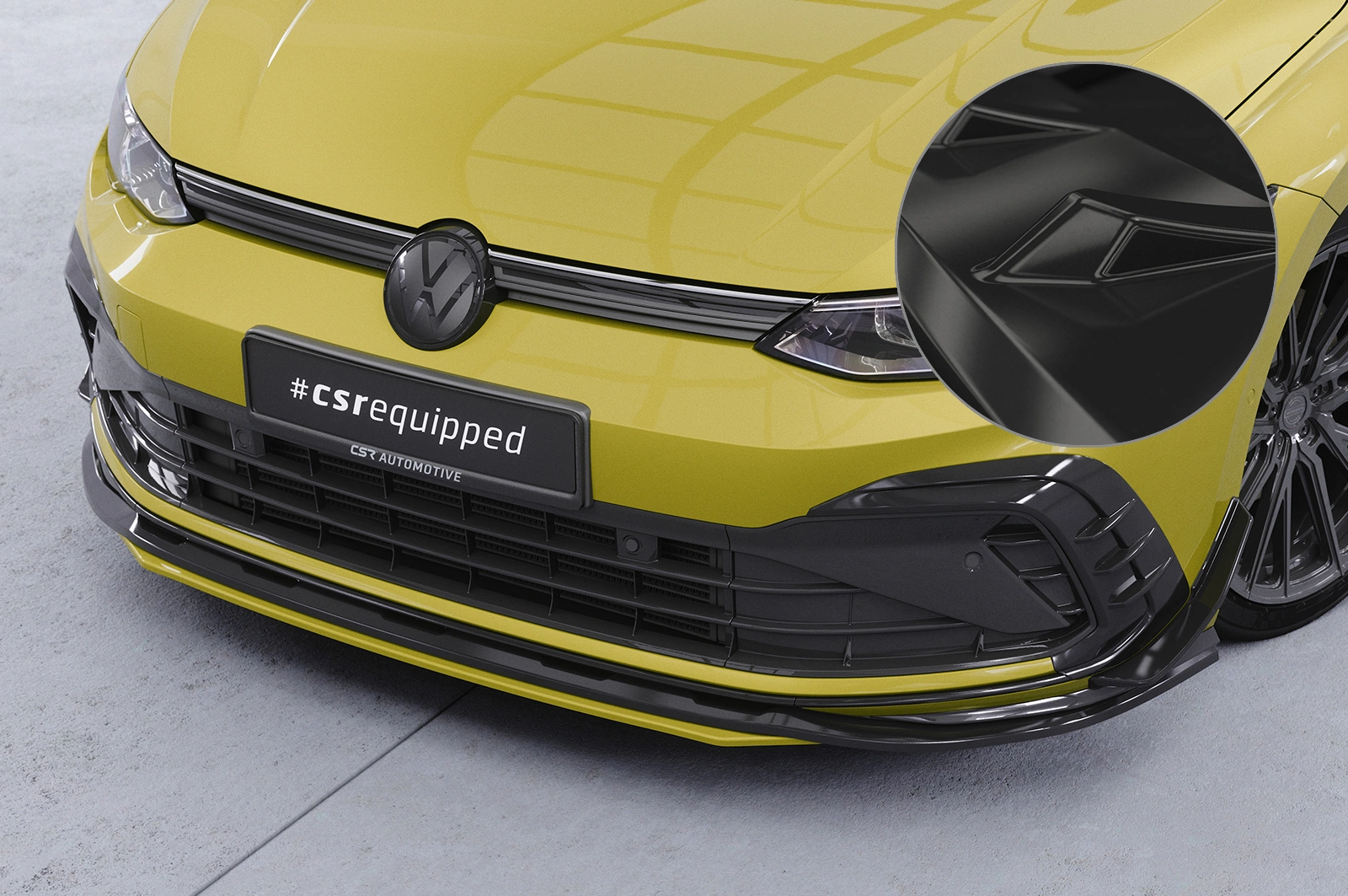 Voorspoiler passend voor VW Golf 8 GTI, GTD, GTE, R-Line Glans Zwart – 12/2019–