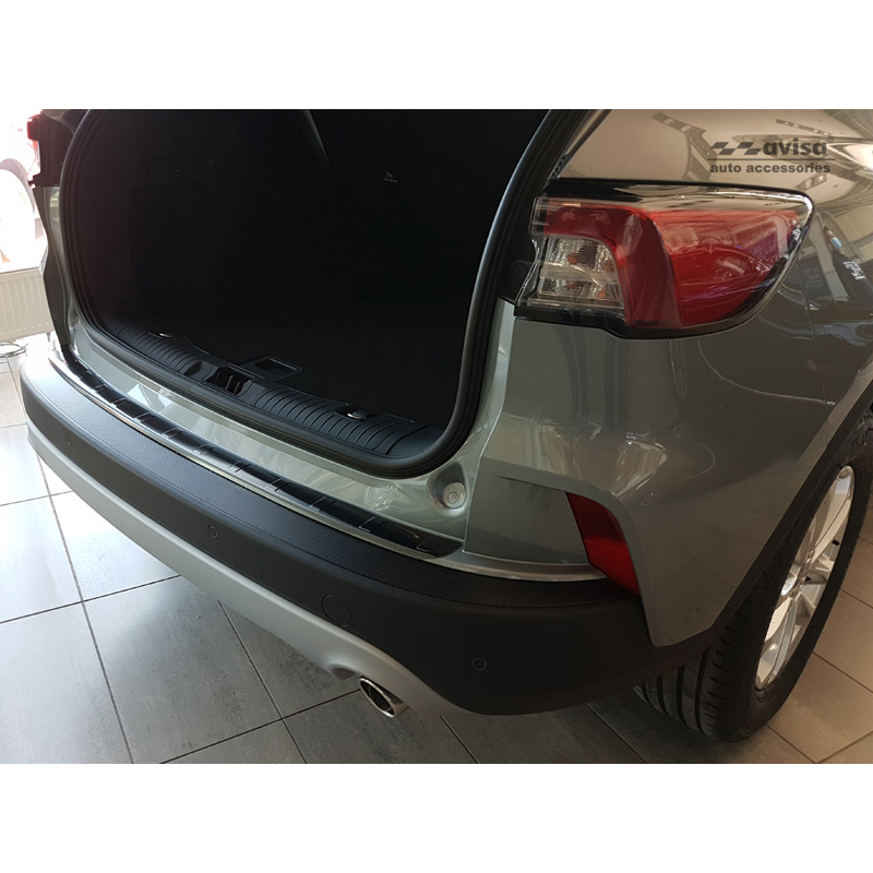Black Stainless Steel Rear bumper protector  Ford Kuga III Titanium/Trend/Cool+Connect/Hybrid 2019-2024 & FL 2024- excl. ST-Line 'Ribs'