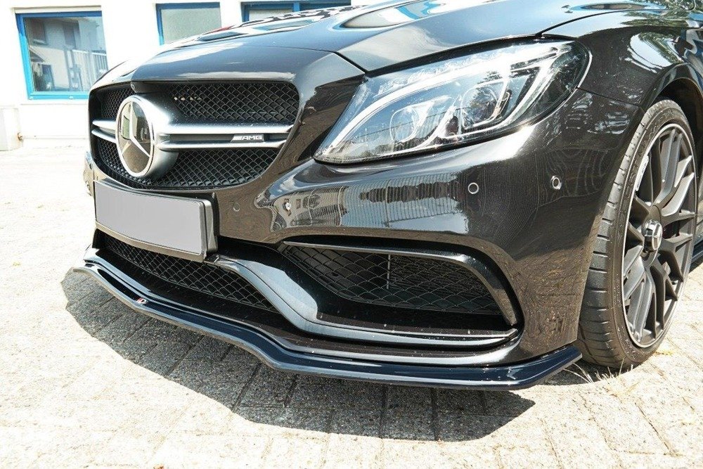 Voorspoiler passend voor Mercedes C-Class S205 63AMG Limousine/Estate Glans Zwart