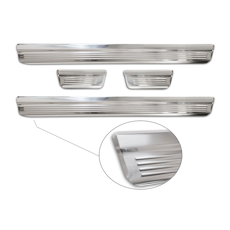 Stainless Steel Door sill protectors  Honda Civic X HB 5-doors 2017- 'Lines' - 4-pieces