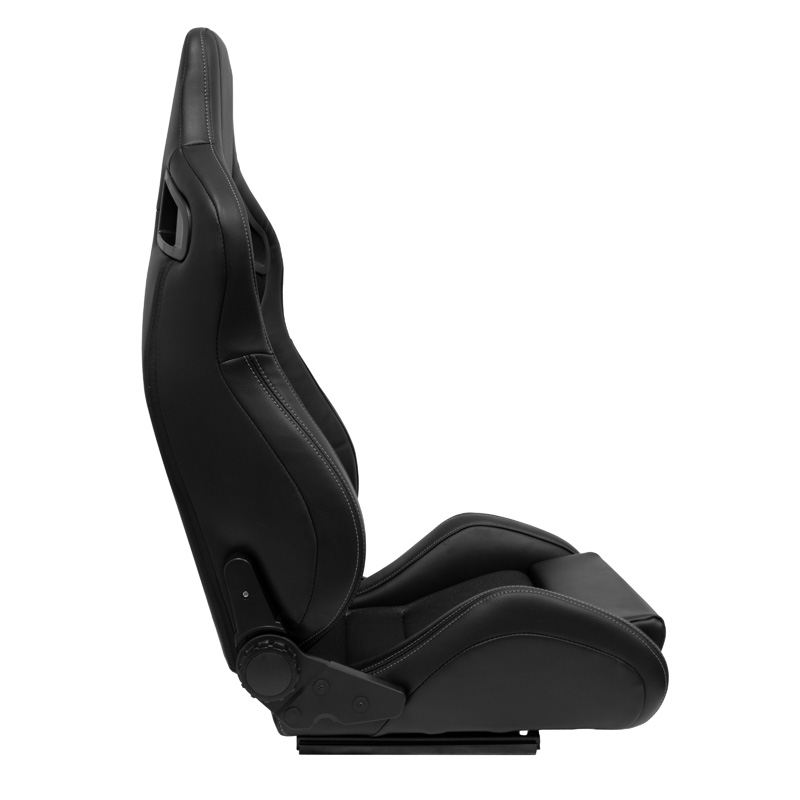 Sport seat 'NK' - Black Synthetic leather + Grey Fabric - Dual-side reclinable back-rest - incl. slides