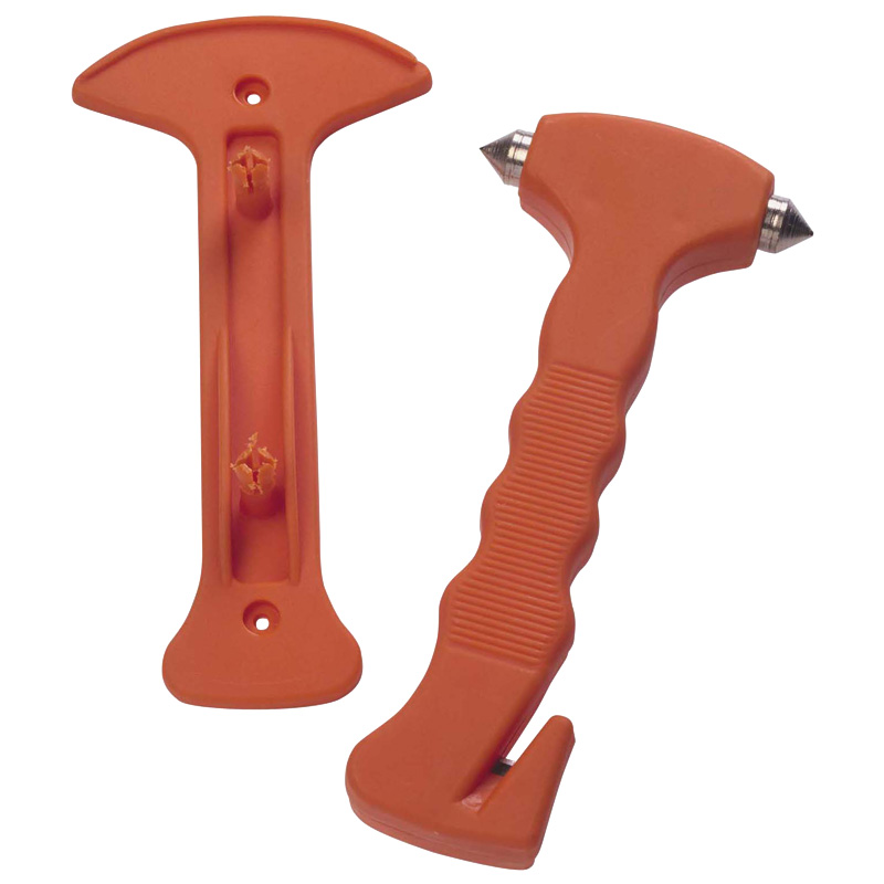 Emergency hammer with belt knife - orange - incl. holder
