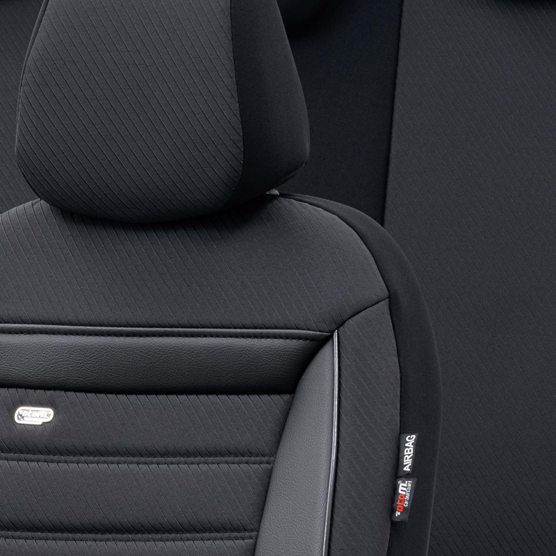 Universal Fabric Seat cover set 'Prestige' Black/Charcoal - 11-pieces -  Side-Airbags