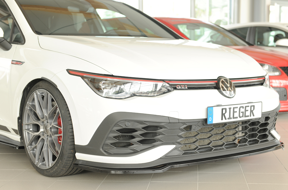 Voorspoiler passend voor Volkswagen Golf 8 GTI Clubsport Rieger Glans Zwart