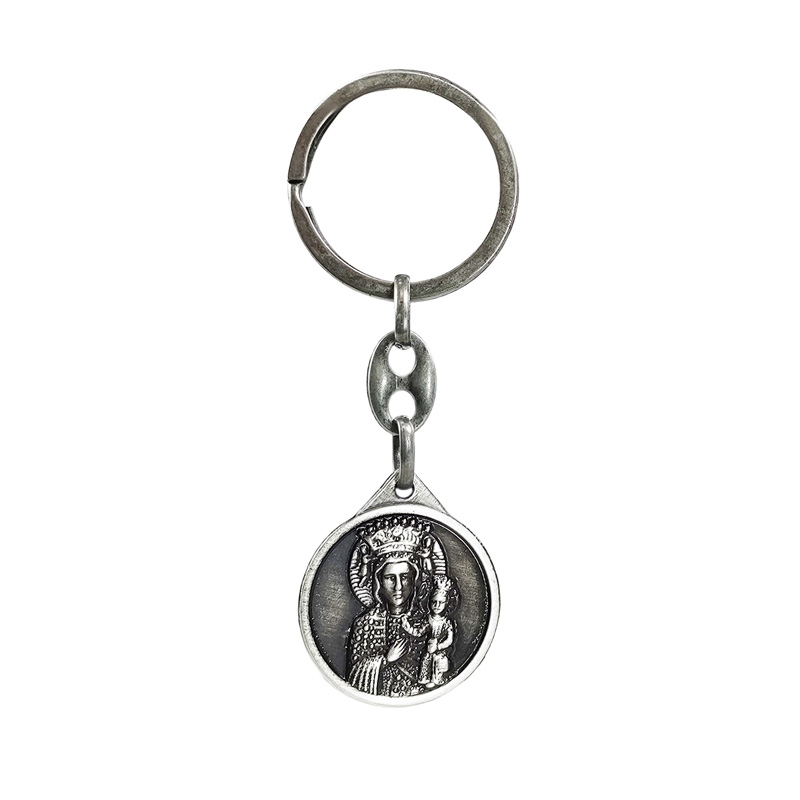 Stainless steel key chain - 'St.Christopher' & 'Madonna of Czestochowa' (silver)