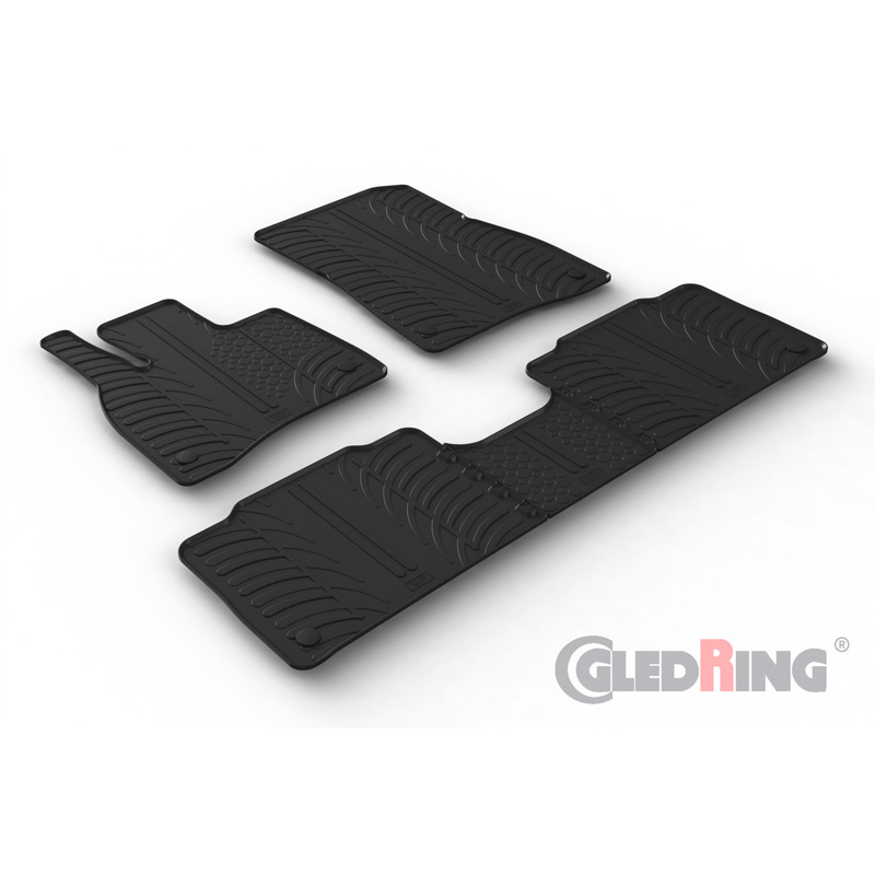 Rubber car mats set  Mercedes EQS (V297) Sedan 2021- (T profile 5-pieces + mounting clips)