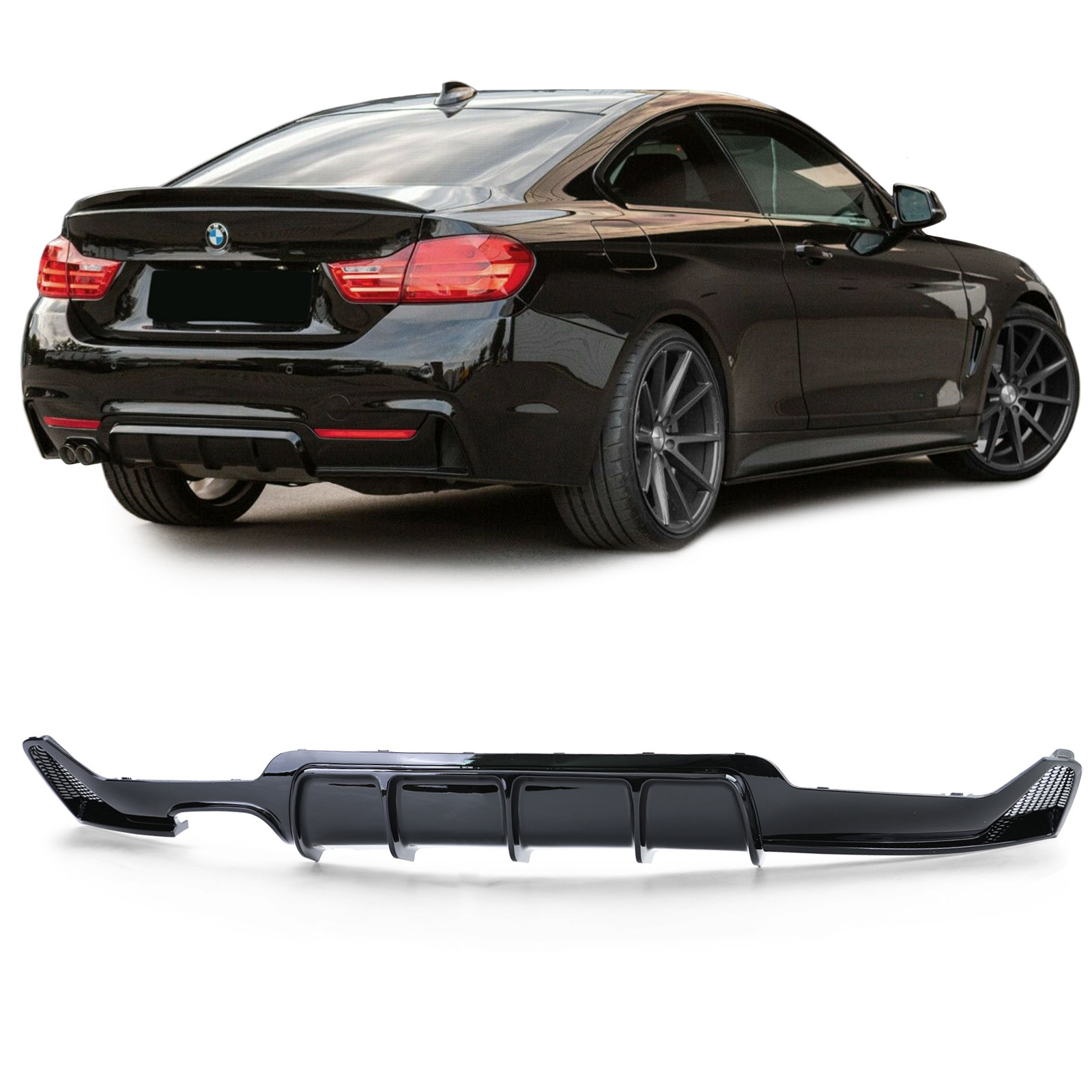 Diffuser passend voor BMW 4-serie F32 / F36 2013- Glans Zwart M-Pakket
