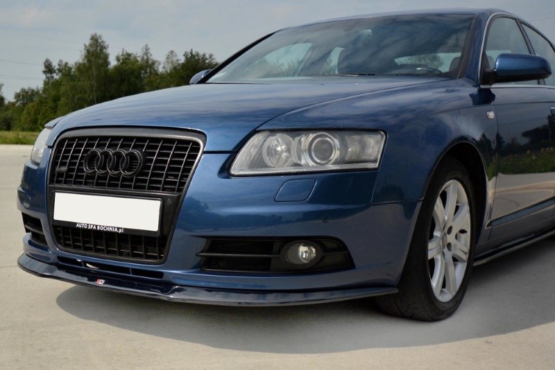 Voorspoiler passend voor Audi A6 S-Line C6 Glanzend Zwart