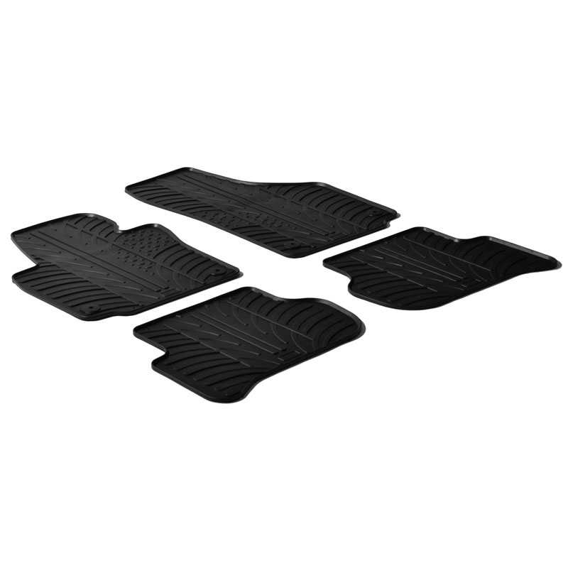 Rubber car mats set  Skoda Yeti 2009-2013 (T profile 4-pieces + mounting clips)