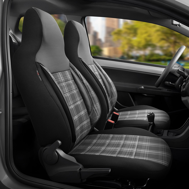 Universal Fabric 'CityBug' Seat cover set 'Sports' Black/Grey/White - 9-pieces -  Side-Airbags