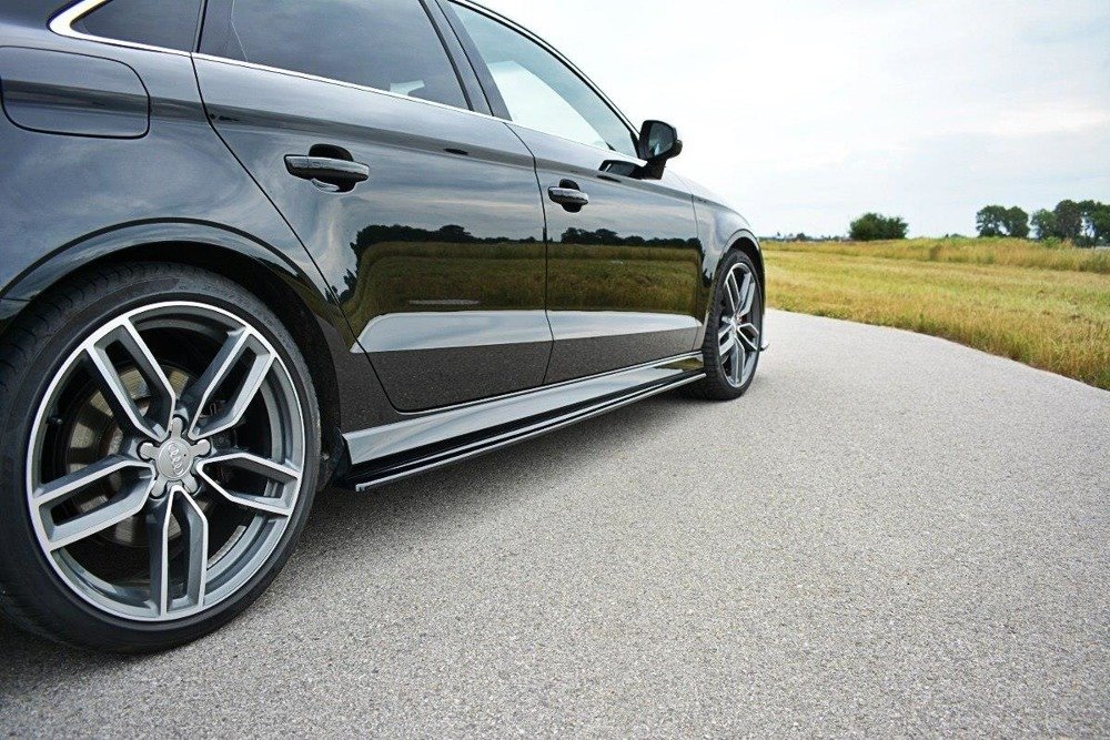 Zijskirts passend voor Audi A3 8V S-line Sedan Zwart Glans