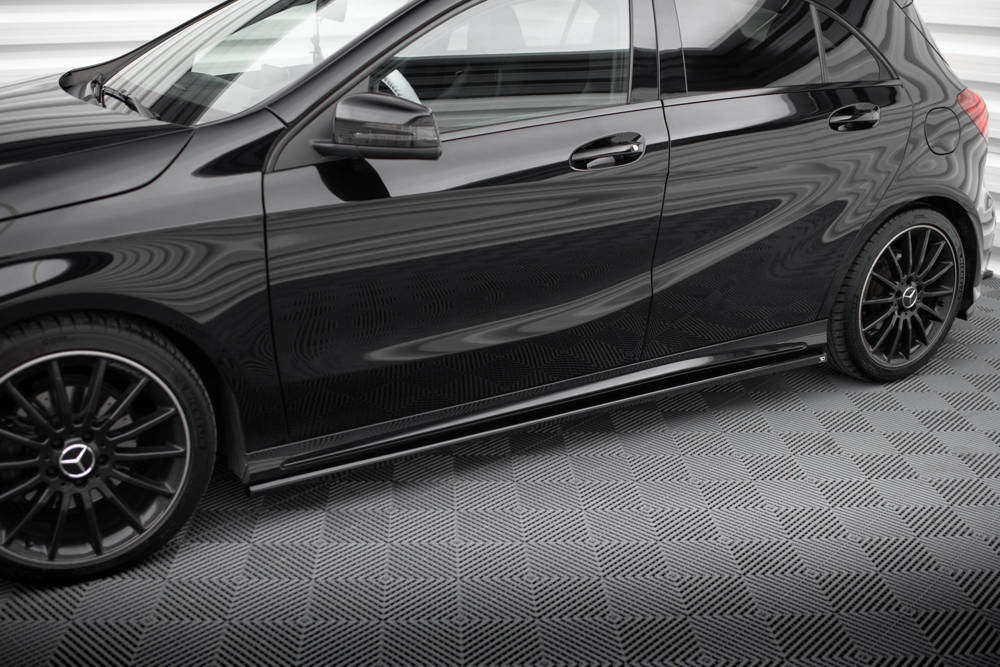 Zijskirts passend voor Mercedes A Klasse AMG Line / A45 AMG W176 Maxton Glans Zwart