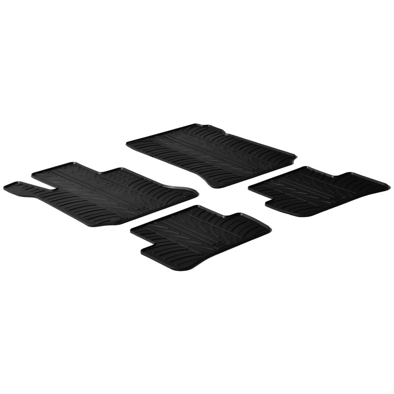 Rubber car mats set  Mercedes C-Class W204 2007-2013 (T profile 4-pieces + mounting clips)