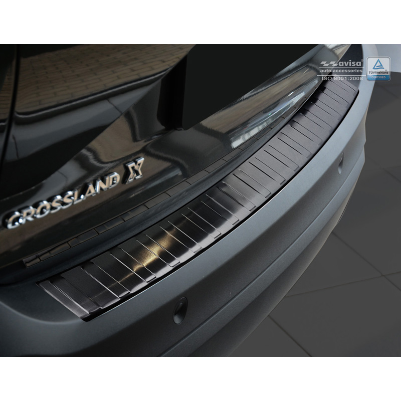 Black Stainless Steel Rear bumper protector  Opel Crossland 2017-2020 & FL 2020- 'Ribs'