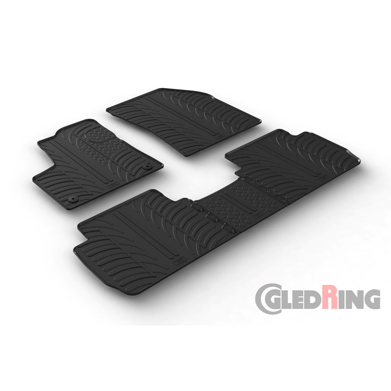 Rubber car mats set  Peugeot 5008 5/2017- (T profile 5-pieces + mounting clips)