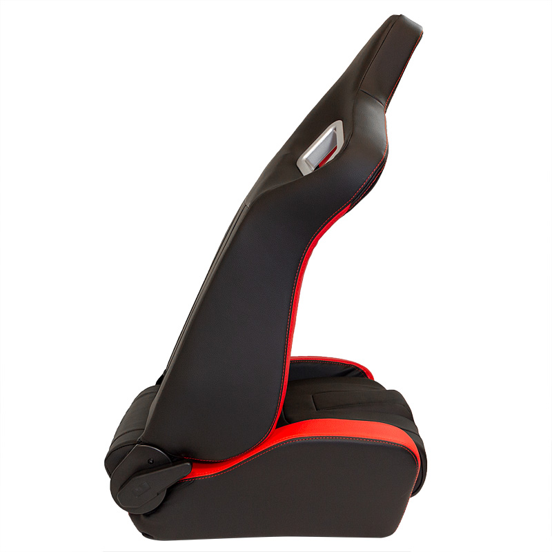 Sport seat 'RS6-II' - Matt-Black/Red Synthetic leather - Dual-side reclinable back-rest - incl. slides