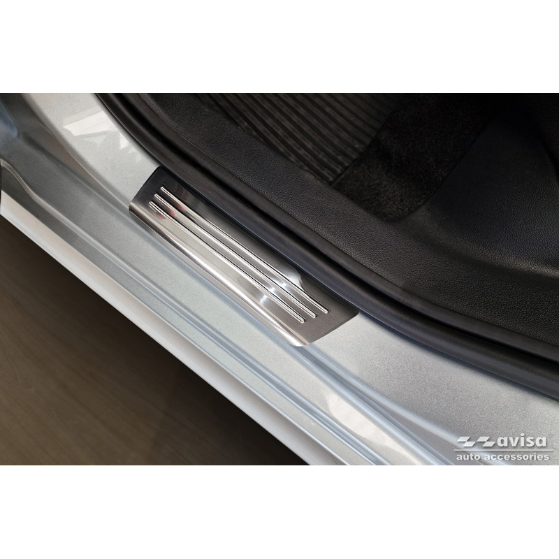 Stainless Steel Door sill protectors  Skoda Kamiq (NW4) 2019-2024 & FL 2024- 'Lines' - 4-pieces