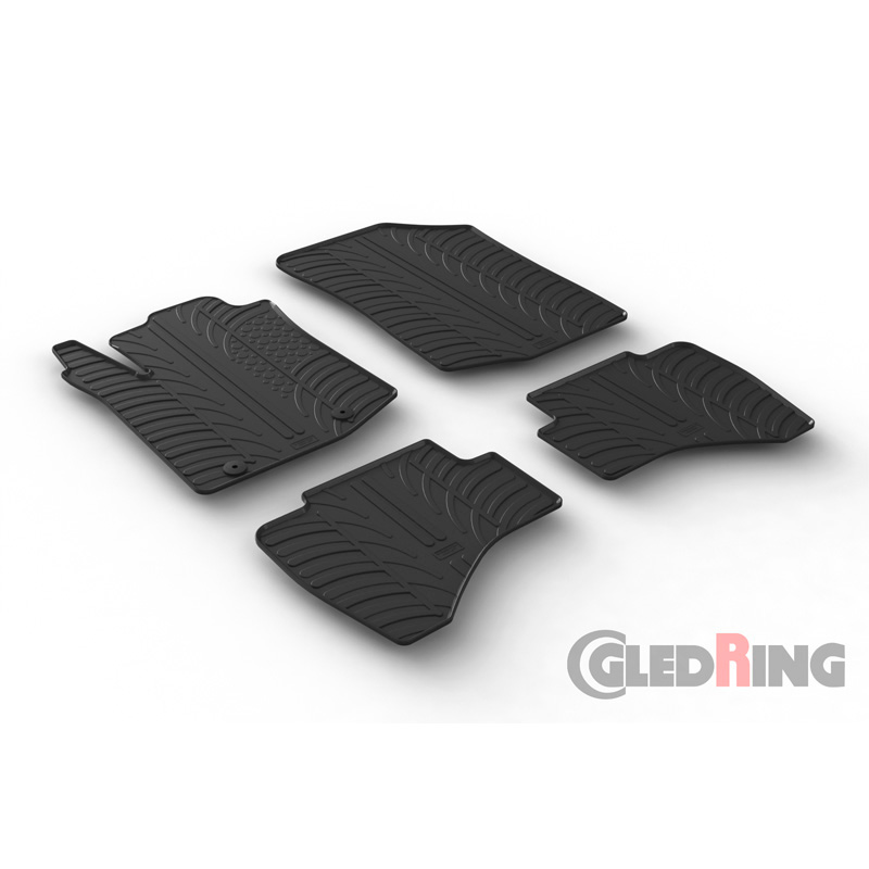 Rubber car mats set  Toyota Aygo 2014-2022 (T profile 4-pieces + mounting clips)
