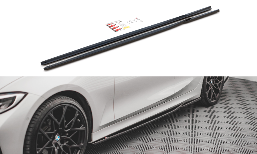 Zijskirts Diffuser passend voor BMW 3 Serie G20 Gloss Black