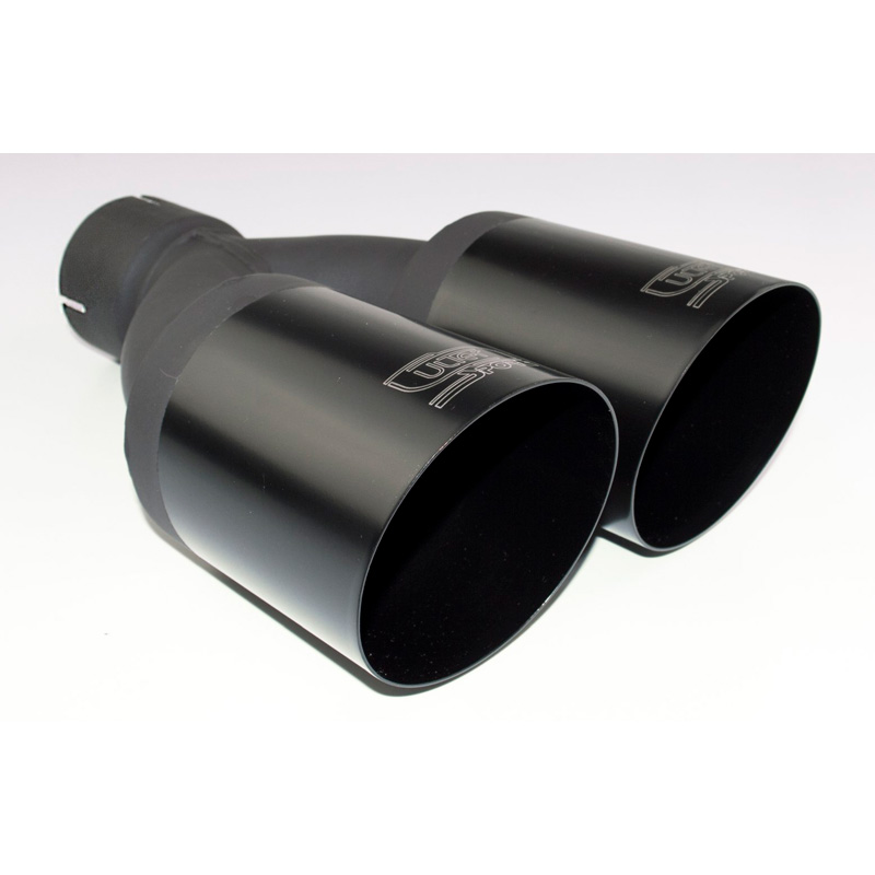 Ulter Sport Exhaust finisher - Double Round Ø90mm Slanted - Length 280mm - Installation ->55mm - Black Inox